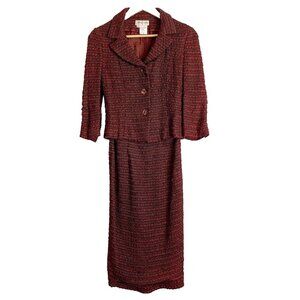 VTG Sophie Sitbon Paris 2 Piece Tweed Blazer Career Dress 8 US 40 FR Old Money